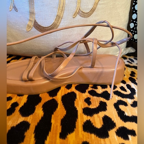 LOEFFLER RANDALL Beau Platform Wrap Tie-Up Sandals in Nude ANTHROPOLOGIE - Picture 9 of 11